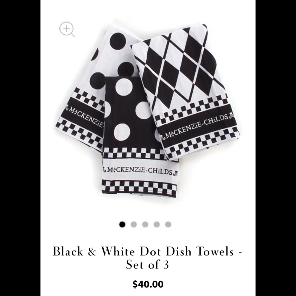 Mackenzie-Childs black and white dot dish towels